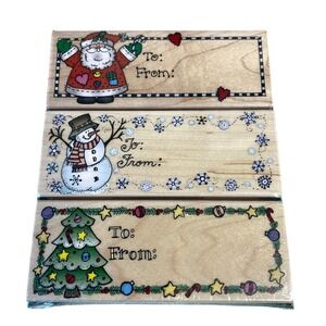 Hero Arts "Holiday Tags" Wood Mount Stamp Set Christmas Gift Tags‎